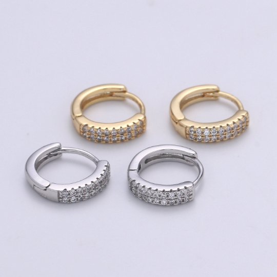 Small Huggie Hoop Earrings 14K Gold Filled Huggie Diamond CZ