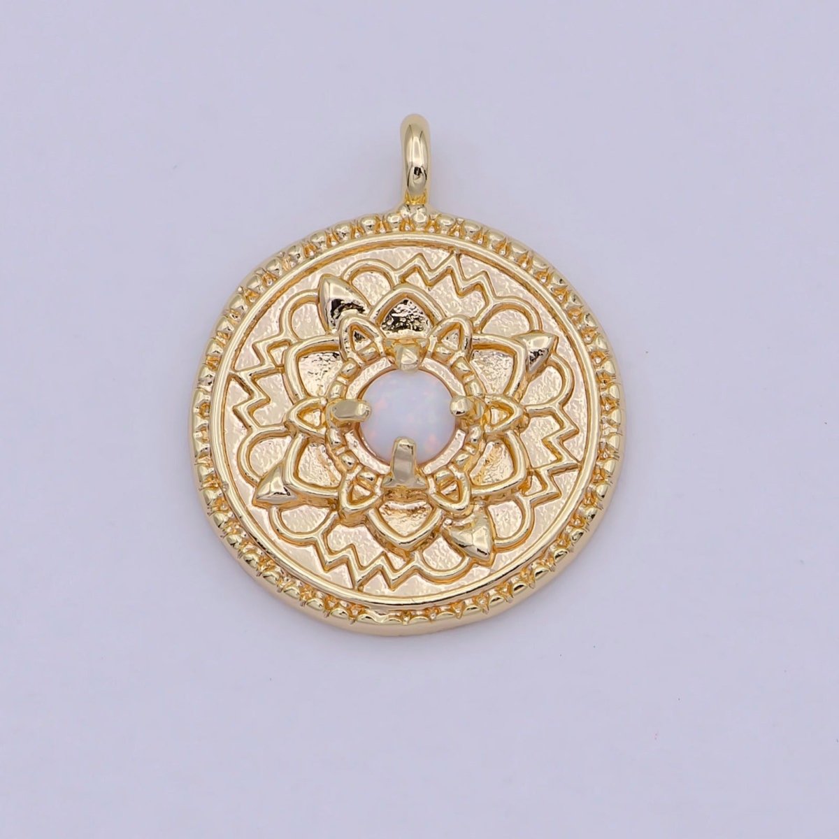 Lotus on Small Round Disc Pendant Lotus on Small Round Disc Pendant