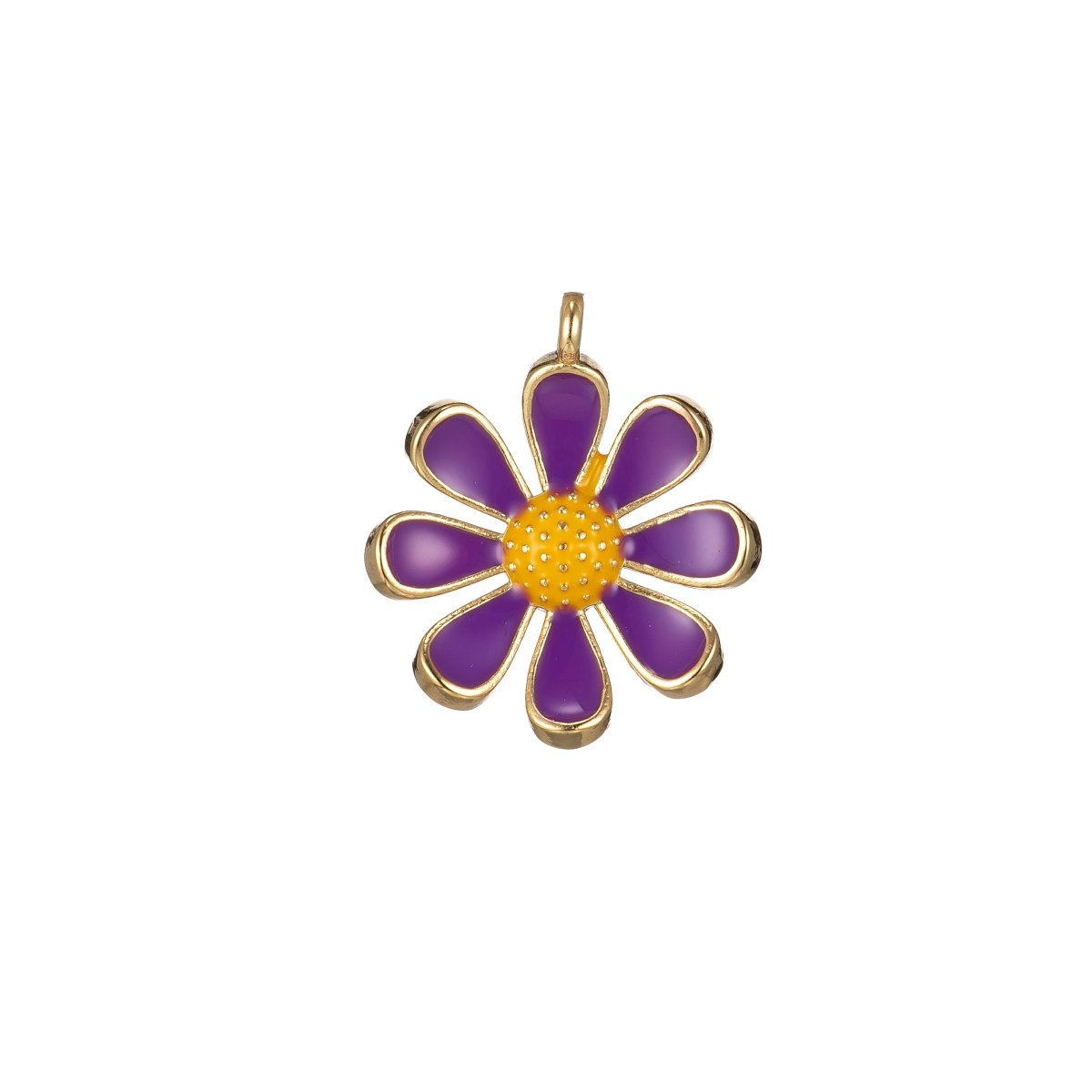Small / Medium / Large Barbiecore Pink Jewelry Colorful Enamel Daisy Flower Charm Pendant M-220-M-243 - DLUXCA