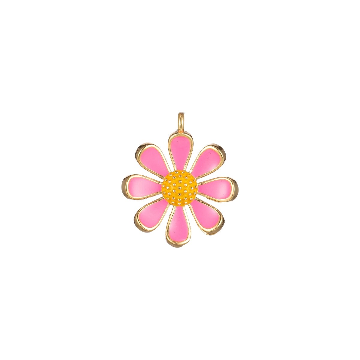 Small / Medium / Large Barbiecore Pink Jewelry Colorful Enamel Daisy Flower Charm Pendant M-220-M-243 - DLUXCA