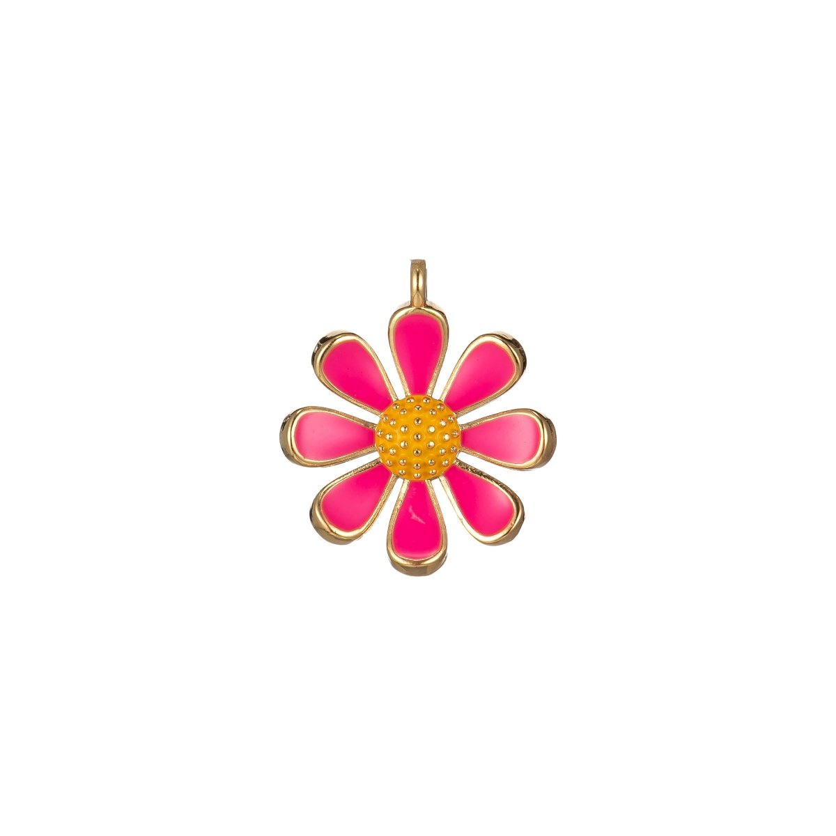 Small / Medium / Large Barbiecore Pink Jewelry Colorful Enamel Daisy Flower Charm Pendant M-220-M-243 - DLUXCA