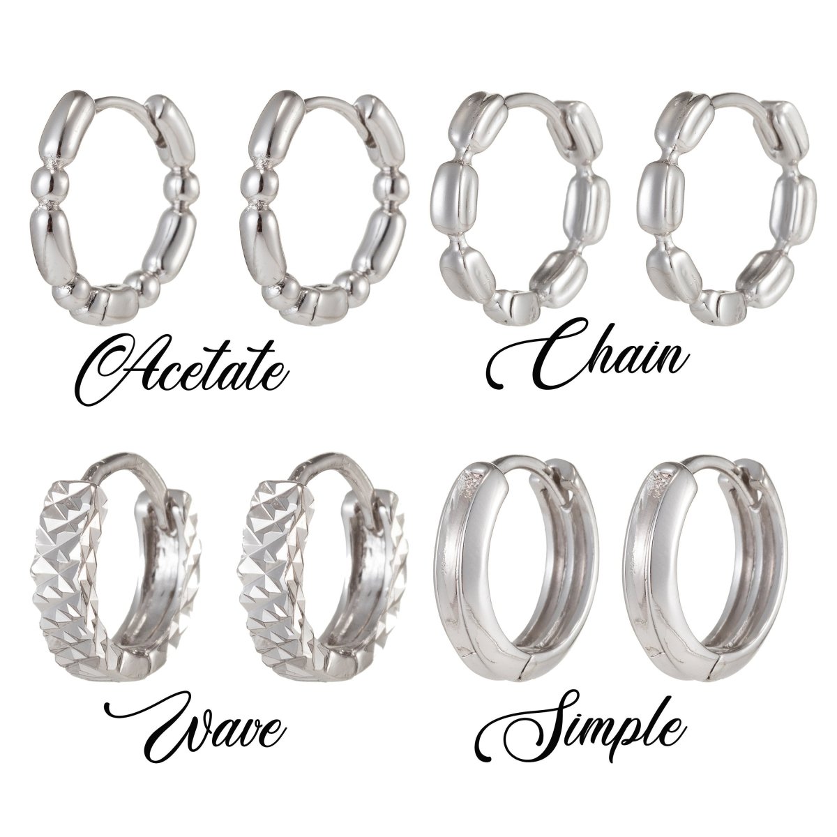 Small Silver Hoop Earrings, Silver Huggie Earrings, Simple Hoop Earrings 15mm Q-045 Q-047 Q-048 - DLUXCA