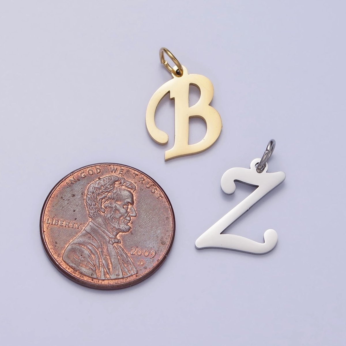 Small Stainless Steel Letter Charms, initial alphabet pendant DIY jewelry letter charms for personalized jewelry making AD227 - AD252 - DLUXCA