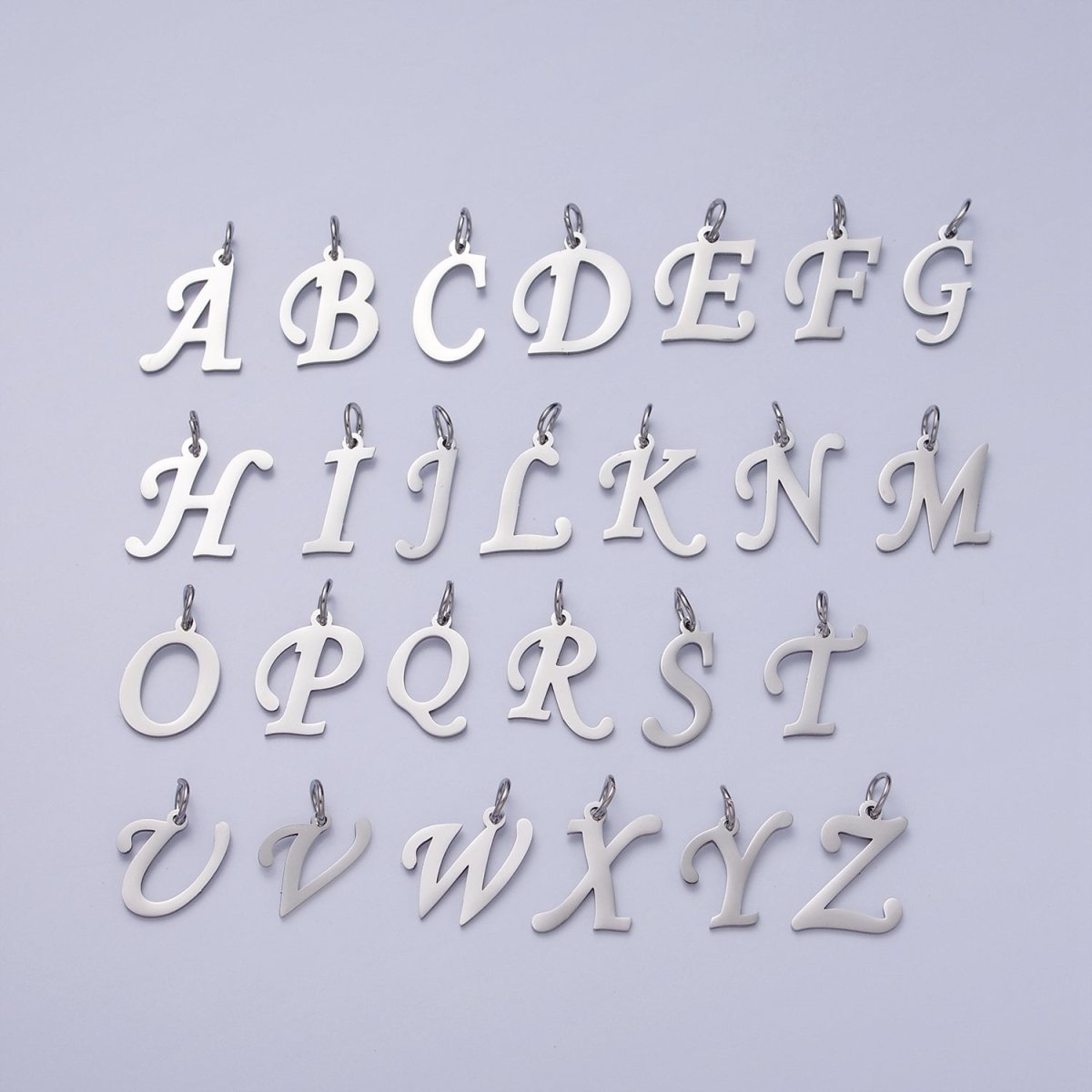 Small Stainless Steel Letter Charms, initial alphabet pendant DIY jewelry letter charms for personalized jewelry making AD227 - AD252 - DLUXCA
