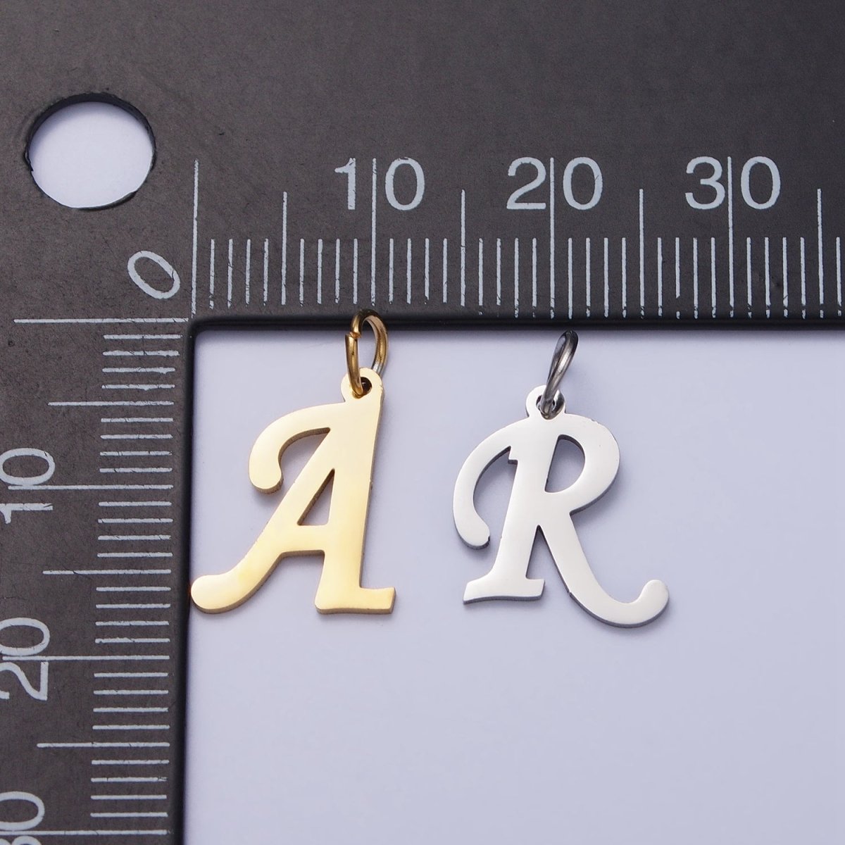 Small Stainless Steel Letter Charms, initial alphabet pendant DIY jewelry letter charms for personalized jewelry making AD227 - AD252 - DLUXCA