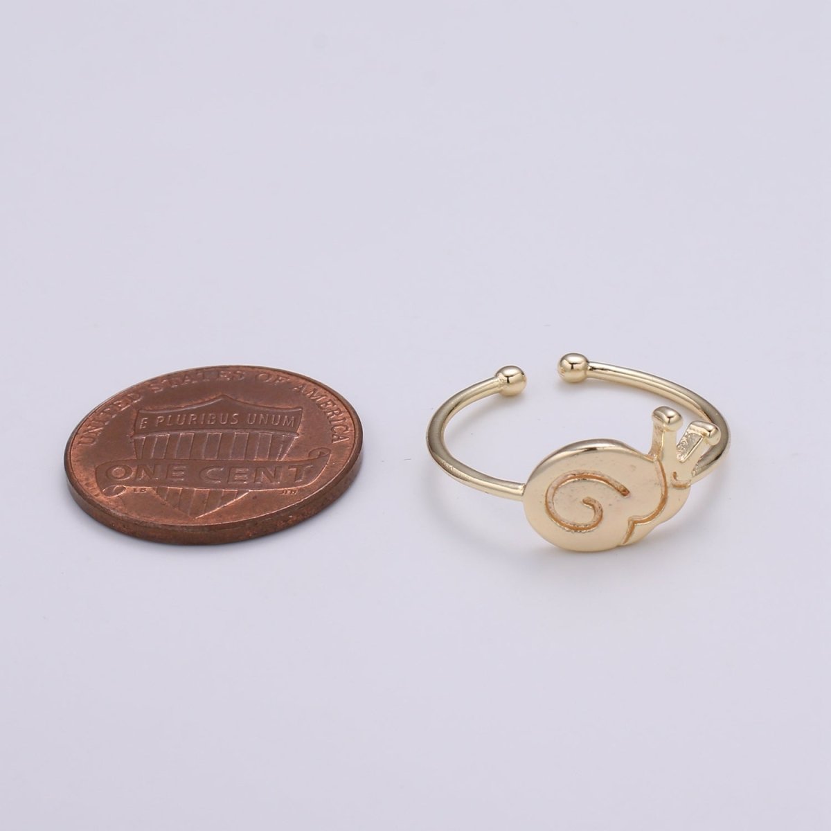 Snail 18k Gold Ring, Adjustable Gold Curb Ring, Simple Escargot Ring, The Animal Ring R-257 - DLUXCA