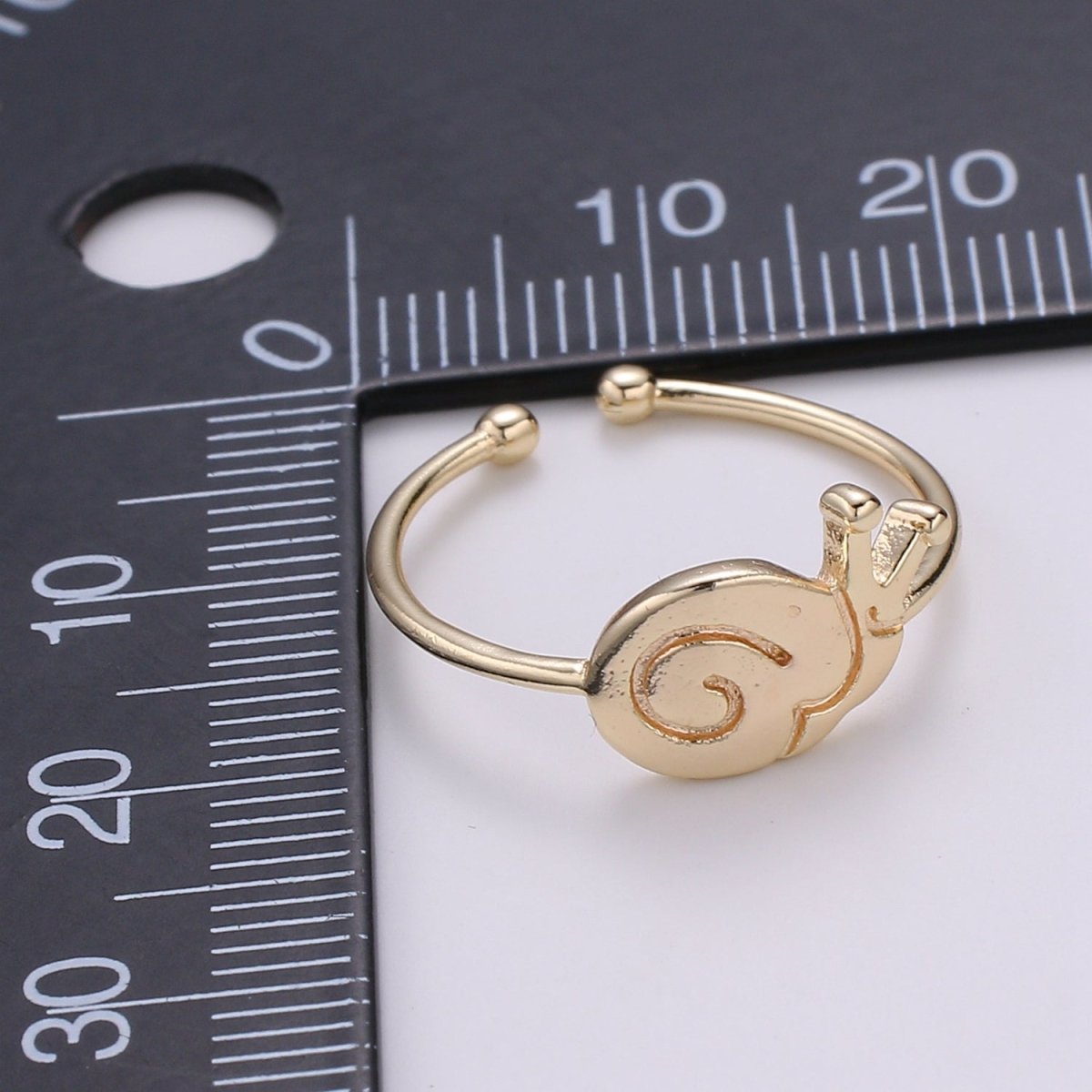 Snail 18k Gold Ring, Adjustable Gold Curb Ring, Simple Escargot Ring, The Animal Ring R-257 - DLUXCA