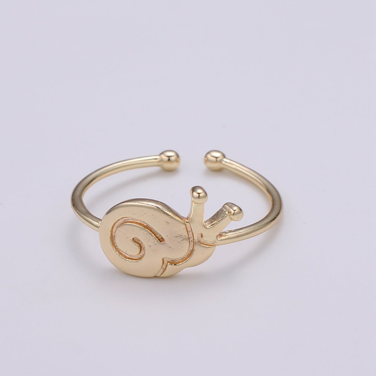 Snail 18k Gold Ring, Adjustable Gold Curb Ring, Simple Escargot Ring, The Animal Ring R-257 - DLUXCA