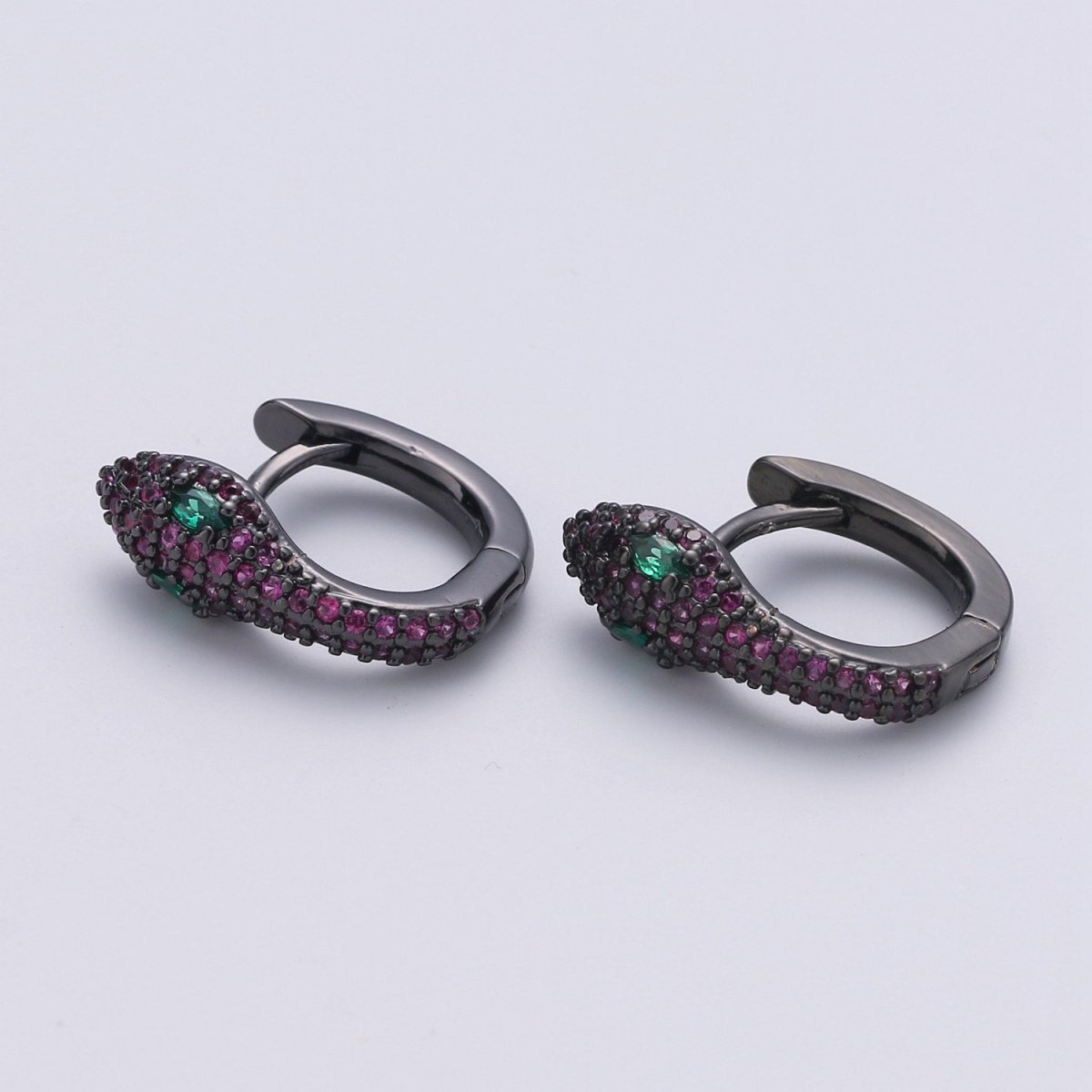 Snake earrings, snake Huggie earrings, dainty earring, Black snake earrings, delicate Hoop, gold earrings, trendy earrings, minimal earrings, K-625 K-626 K-641 - DLUXCA