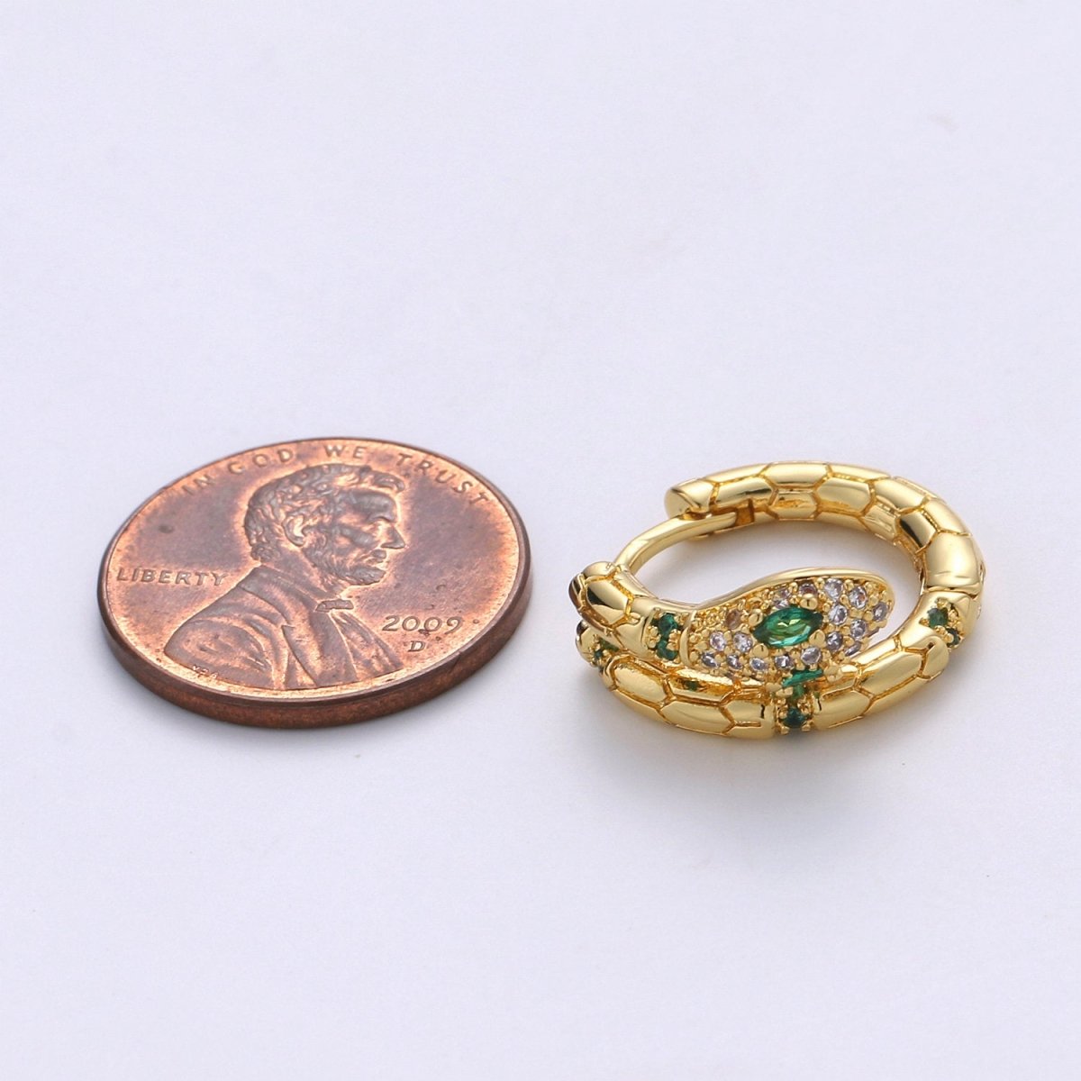 SNAKE hoops - snake earrings - green and blue earrings - 14K Huggie hoops Q-138 Q-139 - DLUXCA