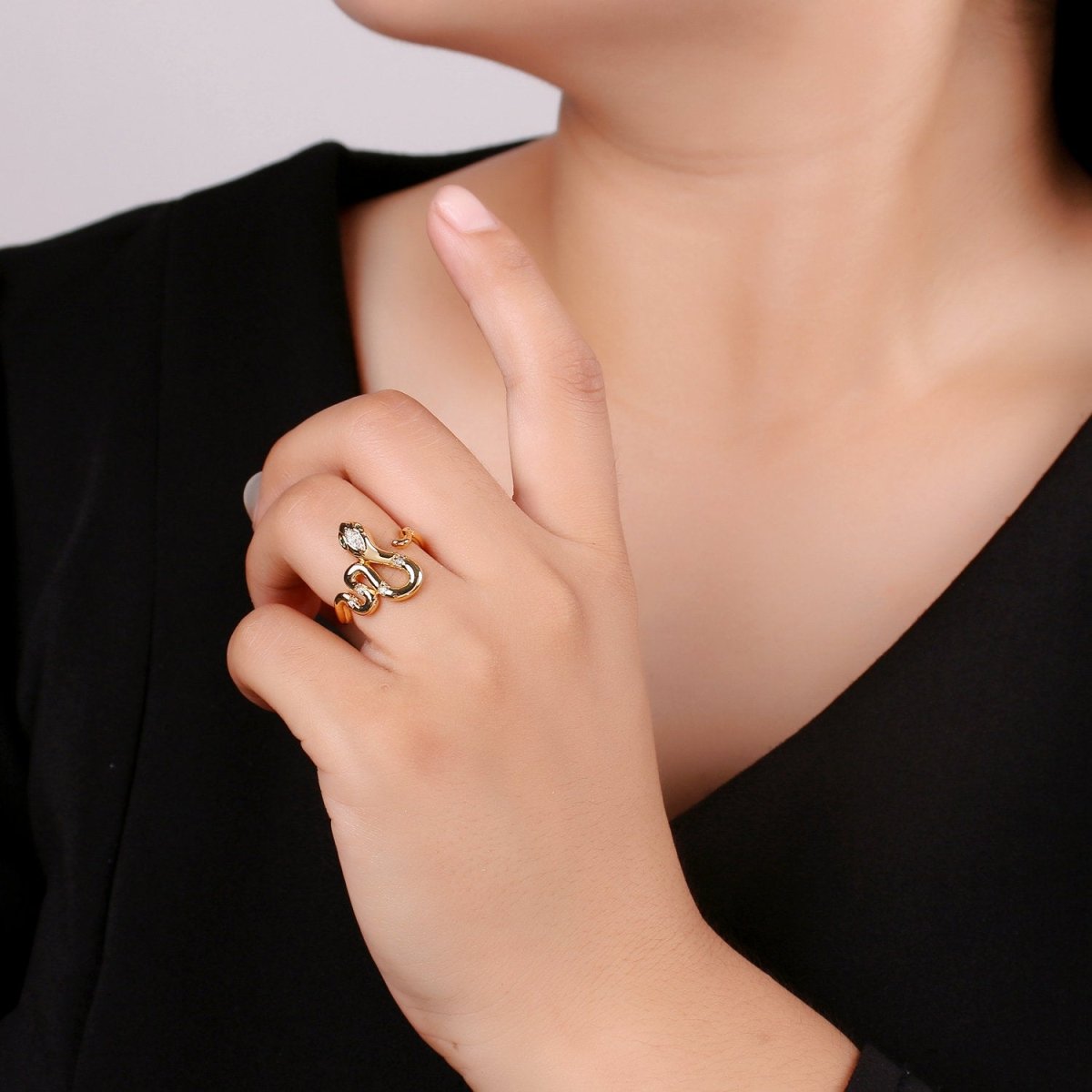 Snake ring, Gold snake ring, serpent ring, Statement ring, Gold Snake Ring, Gold ring, Dainty ring, Stackable ring, minimalist ring R-031 - DLUXCA