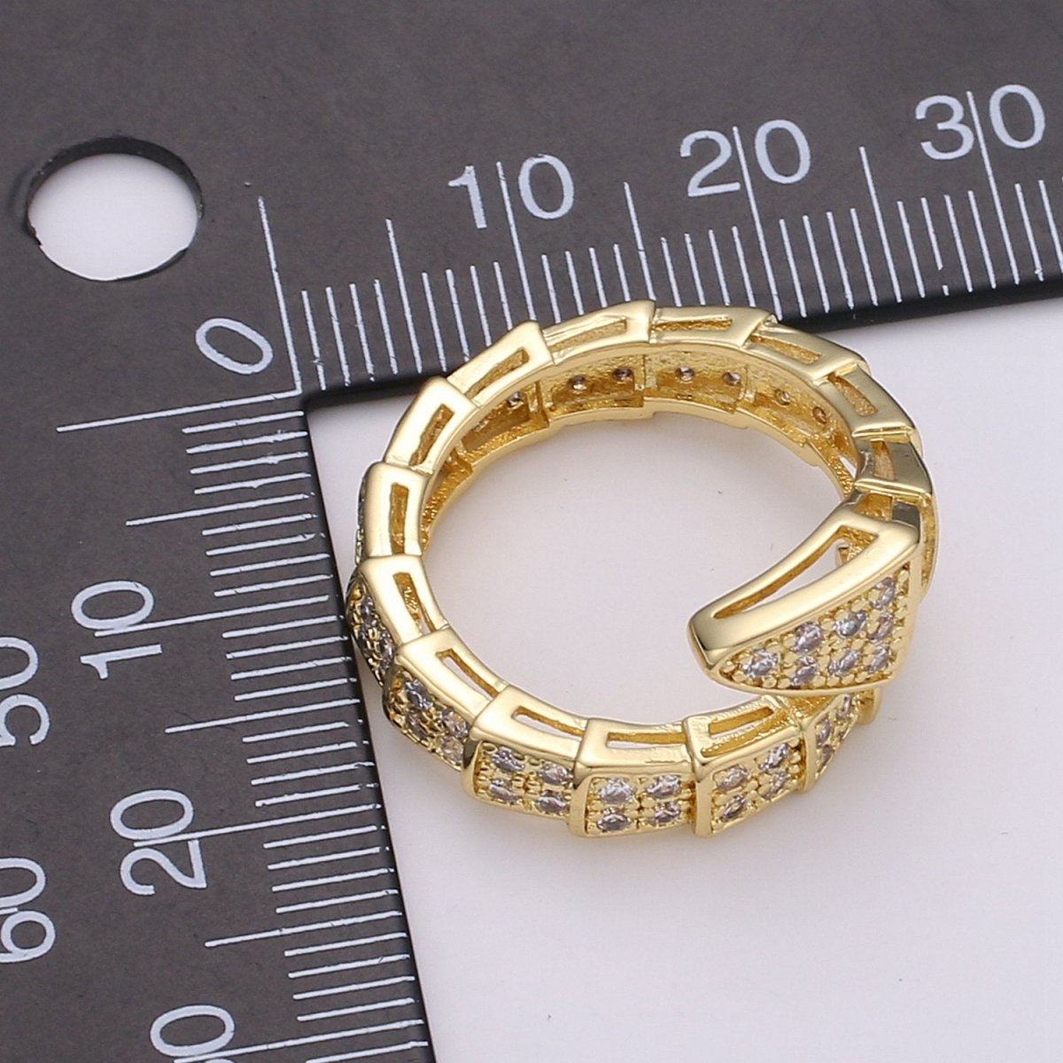 Snake ring, Serpent ring, Chunky ring, spiral snake ring, gold ring, wrap ring, snake gold ring, Adjustable Ring Micro Pave ring R-089 - DLUXCA