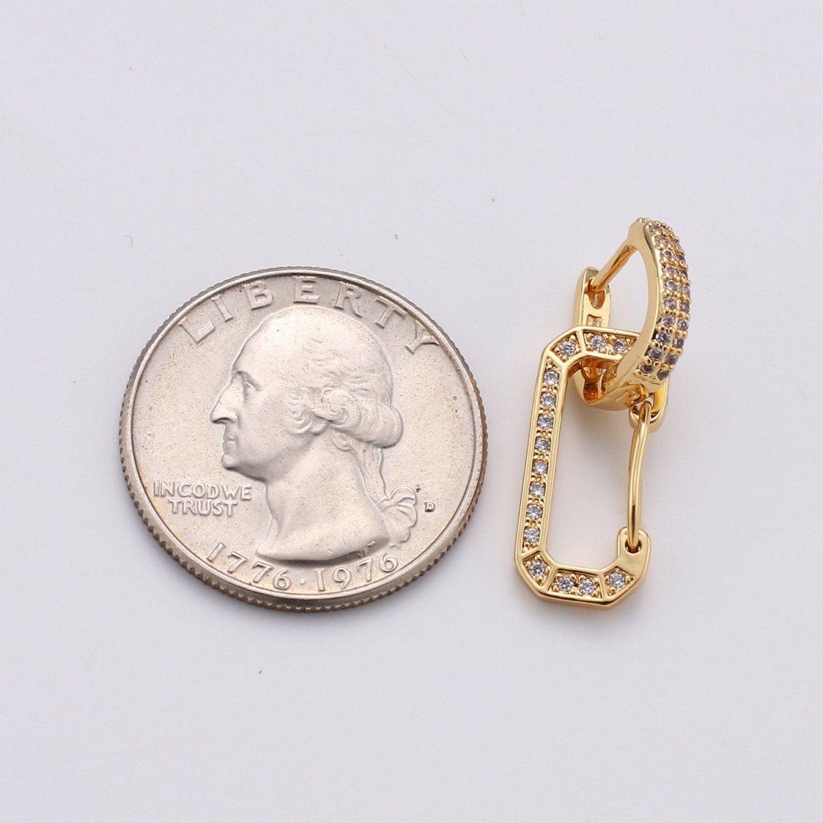 Snap Hook Earring Micro Pave Earring 24k Gold filled Cubic Zirconia Gemstone Gold Statement earring K-581 - DLUXCA