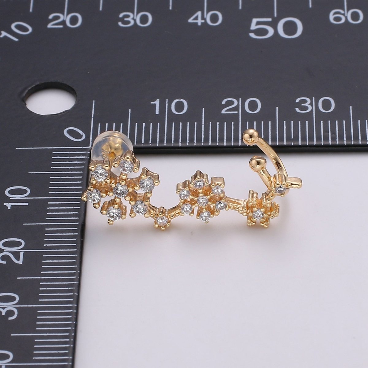 Snow Ear climbers, Gold Ear climber, Gold Snow Flake Stud earrings for women, gift for Valentine, ear crawlers every day jewelry AI-140 - DLUXCA