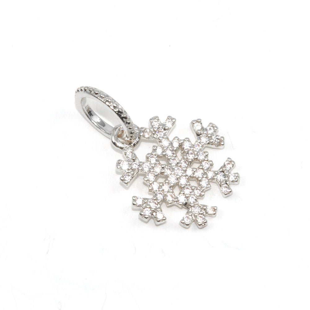Snow flake Winter Pendant Charm Genuine Cubic Zirconia Crystal Christmas Gift Findings Bail Necklace Earring Jewelry Making J-196 J-235 - DLUXCA