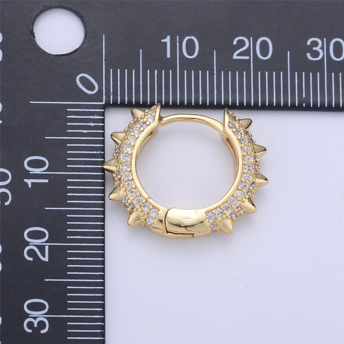 Spike earrings Micro Pave Spike hoops Gold spike earrings Multi Color CZ Gold hoops Dainty Earring for everyday earring 20mm K-331 - DLUXCA