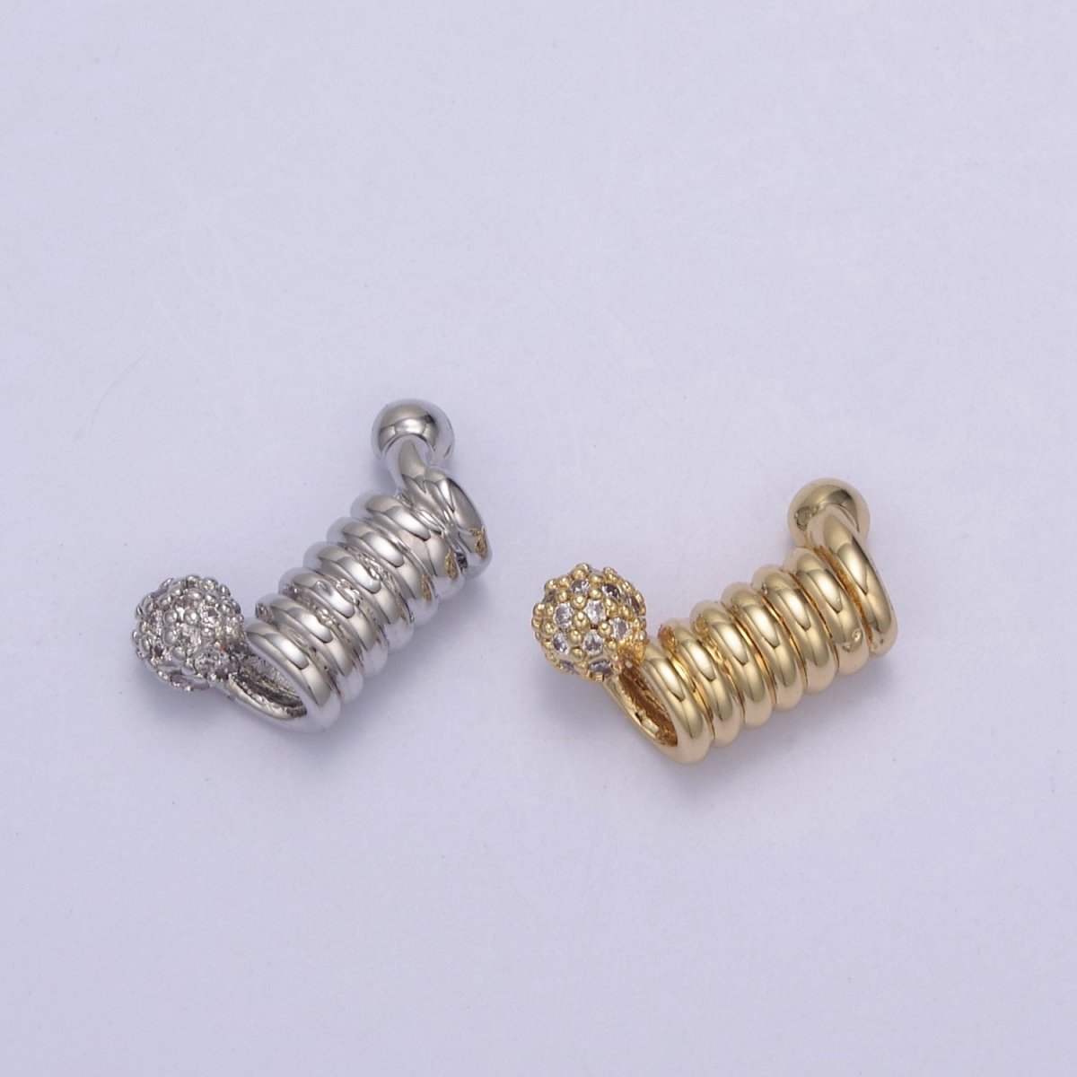 Spiral Tube Bead, Pave Round Spiral 14k Gold Filled Slider CZ Micro Pave Spiral Tube Spacer, DIY, Jewelry Making B-458 B-459 - DLUXCA