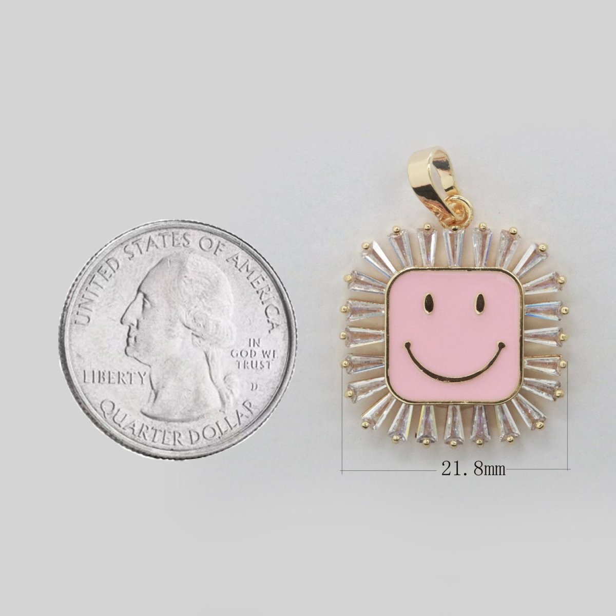 Square Smiley Face Charm Cubic Happy Face Pendant for Necklace Earring Component 31x22mm I-307 ~ I-312 - DLUXCA