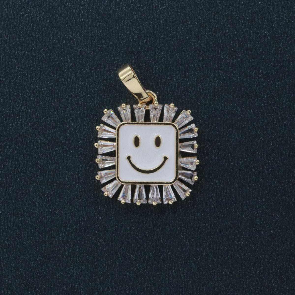 Square Smiley Face Charm Cubic Happy Face Pendant for Necklace Earring Component 31x22mm I-307 ~ I-312 - DLUXCA