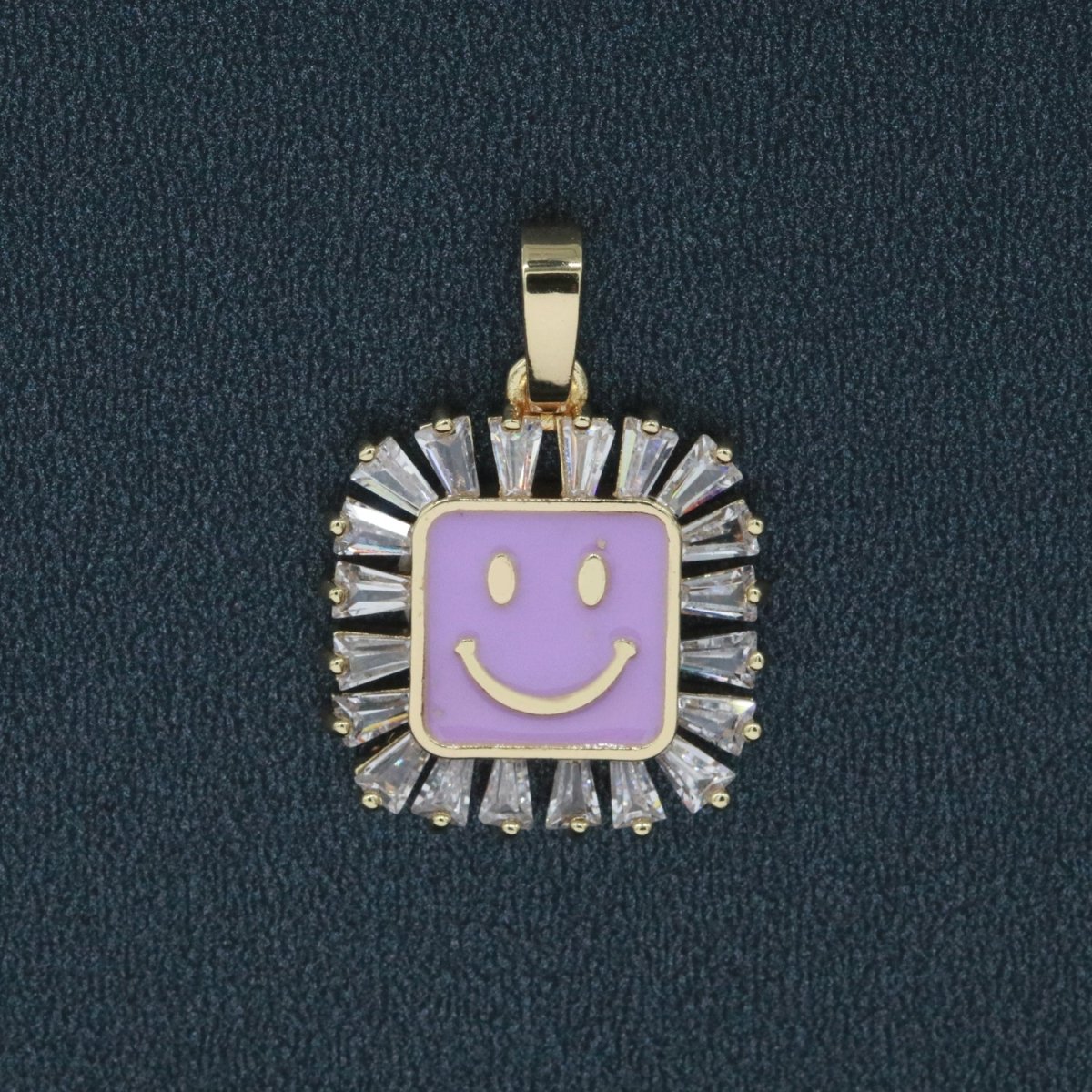 Square Smiley Face Charm Cubic Happy Face Pendant for Necklace Earring Component 31x22mm I-307 ~ I-312 - DLUXCA