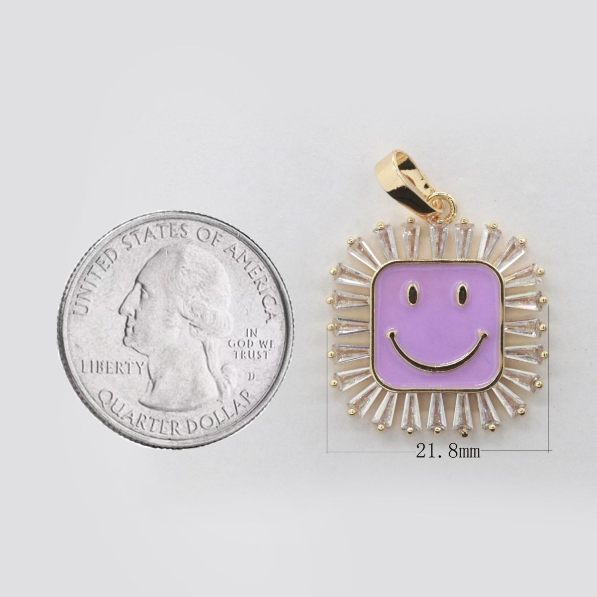 Square Smiley Face Charm Cubic Happy Face Pendant for Necklace Earring Component 31x22mm I-307 ~ I-312 - DLUXCA