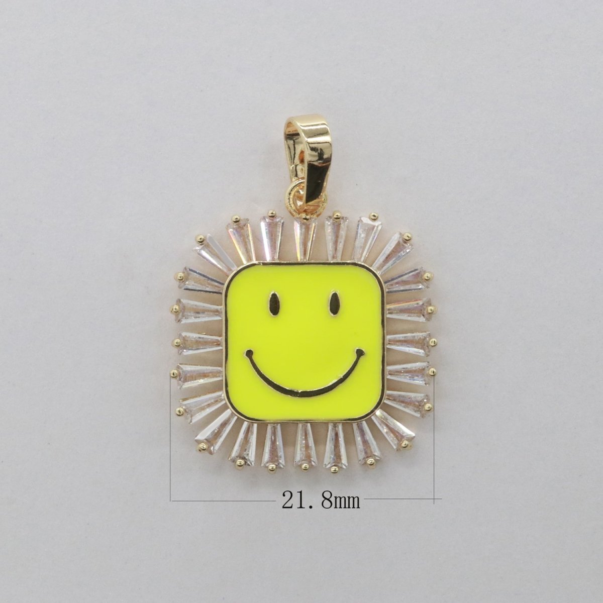 Square Smiley Face Charm Cubic Happy Face Pendant for Necklace Earring Component 31x22mm I-307 ~ I-312 - DLUXCA