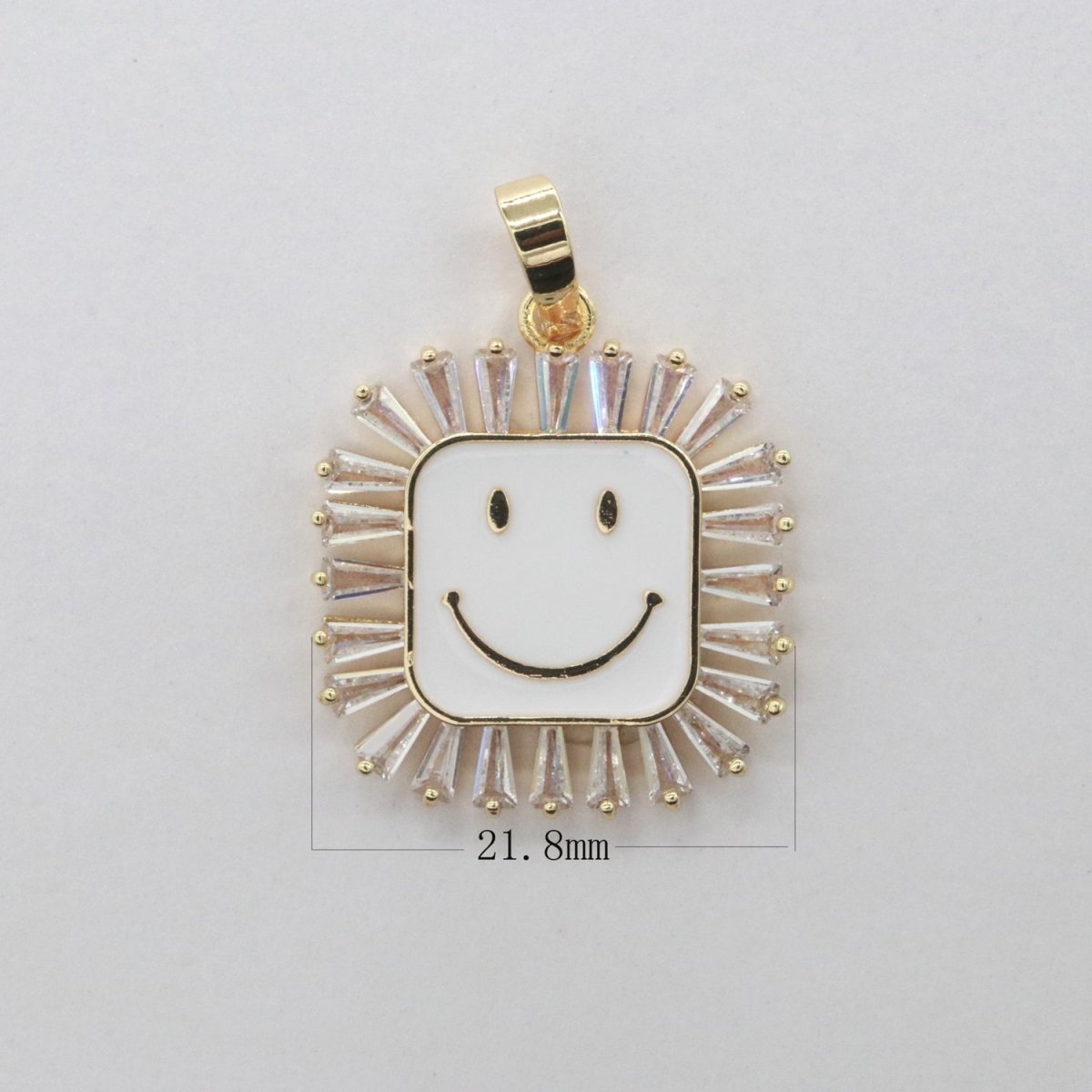 Square Smiley Face Charm Cubic Happy Face Pendant for Necklace Earring Component 31x22mm I-307 ~ I-312 - DLUXCA