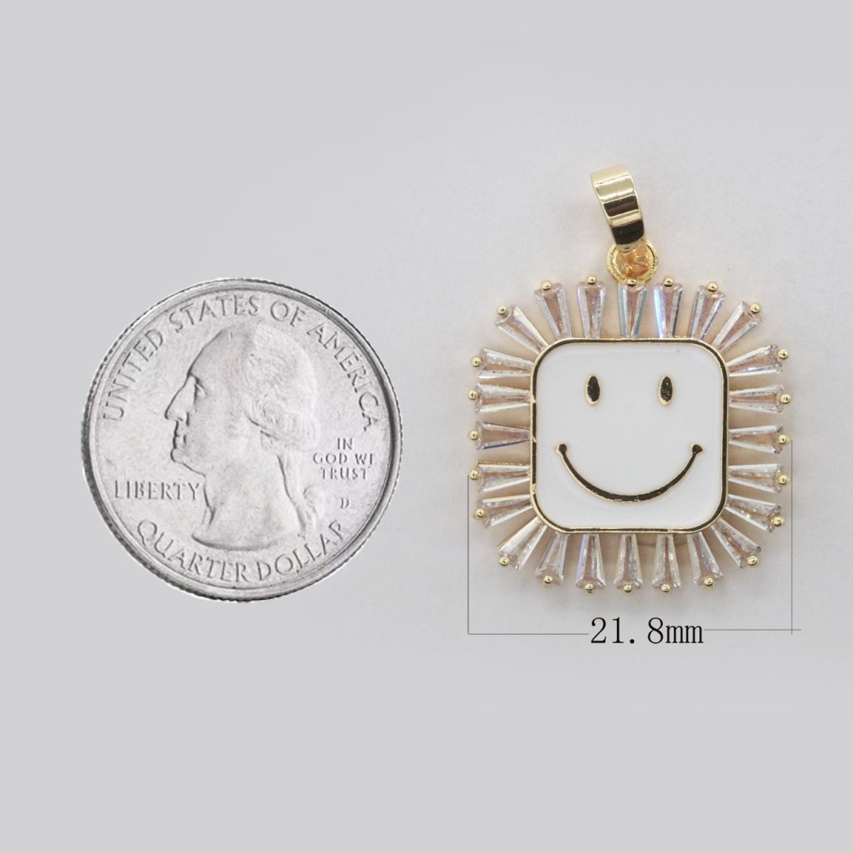 Square Smiley Face Charm Cubic Happy Face Pendant for Necklace Earring Component 31x22mm I-307 ~ I-312 - DLUXCA