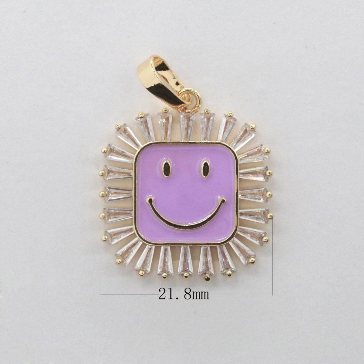 Square Smiley Face Charm Cubic Happy Face Pendant for Necklace Earring Component 31x22mm I-307 ~ I-312 - DLUXCA