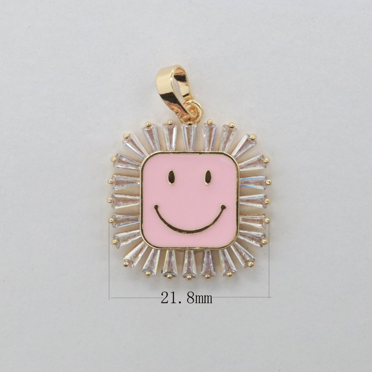 Square Smiley Face Charm Cubic Happy Face Pendant for Necklace Earring Component 31x22mm I-307 ~ I-312 - DLUXCA