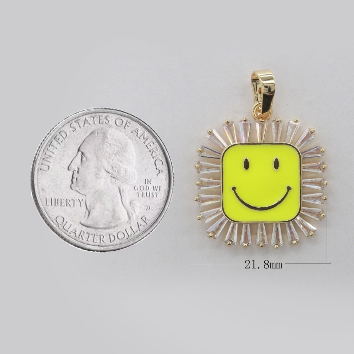 Square Smiley Face Charm Cubic Happy Face Pendant for Necklace Earring Component 31x22mm I-307 ~ I-312 - DLUXCA