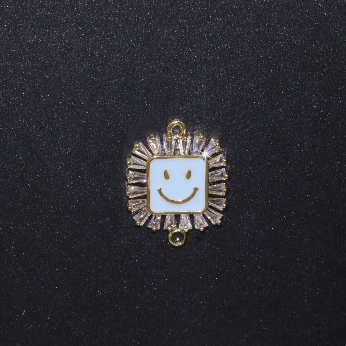 Square Smiley Face Charm Cubic Happy Face Pendant for Necklace Earring Component Enamel Y2K Jewelry Trend White Teal Pink Blue F-850~F-855 - DLUXCA