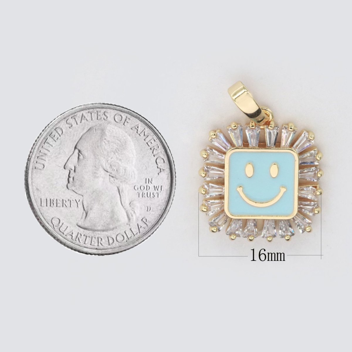 Square Smiley Face Charm Cubic Happy Face Pendant for Necklace Earring Component I-219 I-223 I-225 I-231 I-232 I-239 - DLUXCA