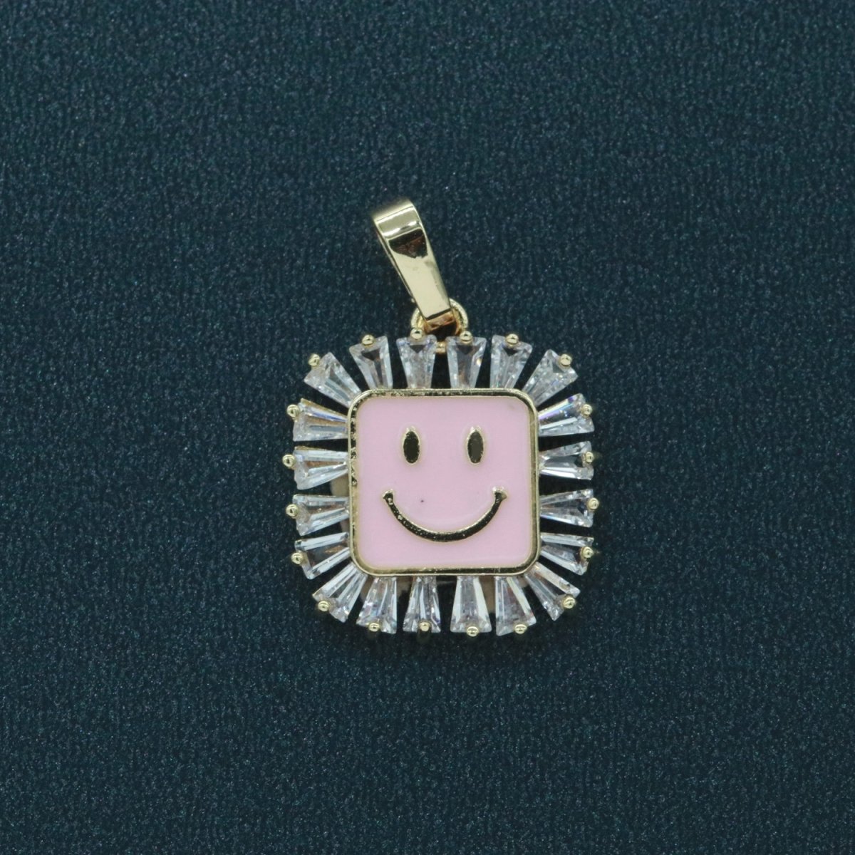 Square Smiley Face Charm Cubic Happy Face Pendant for Necklace Earring Component I-219 I-223 I-225 I-231 I-232 I-239 - DLUXCA