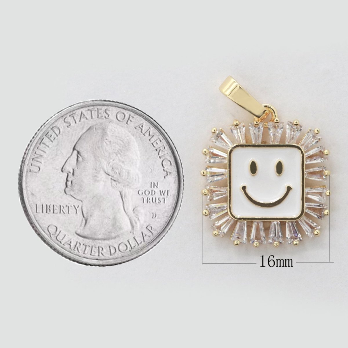 Square Smiley Face Charm Cubic Happy Face Pendant for Necklace Earring Component I-219 I-223 I-225 I-231 I-232 I-239 - DLUXCA
