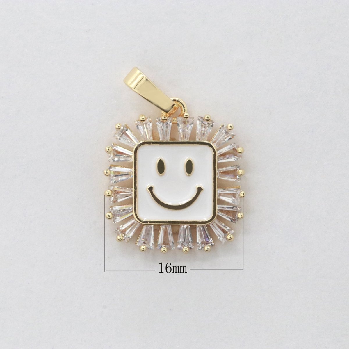 Square Smiley Face Charm Cubic Happy Face Pendant for Necklace Earring Component I-219 I-223 I-225 I-231 I-232 I-239 - DLUXCA