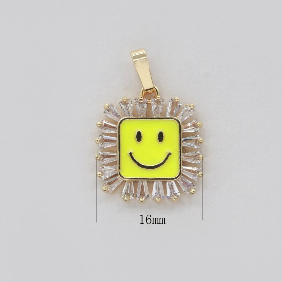 Square Smiley Face Charm Cubic Happy Face Pendant for Necklace Earring Component I-219 I-223 I-225 I-231 I-232 I-239 - DLUXCA