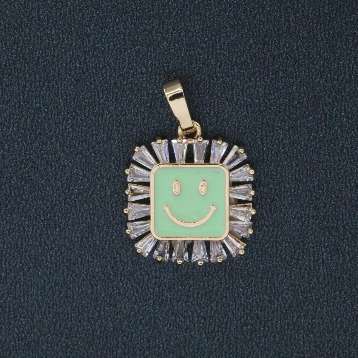 Square Smiley Face Charm Cubic Happy Face Pendant for Necklace Earring Component I-219 I-223 I-225 I-231 I-232 I-239 - DLUXCA