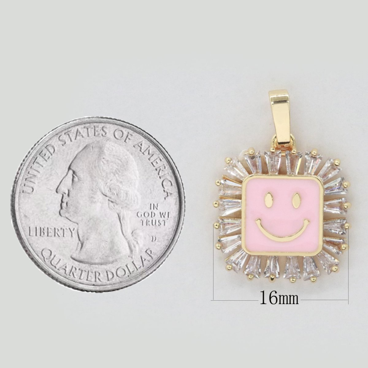 Square Smiley Face Charm Cubic Happy Face Pendant for Necklace Earring Component I-219 I-223 I-225 I-231 I-232 I-239 - DLUXCA