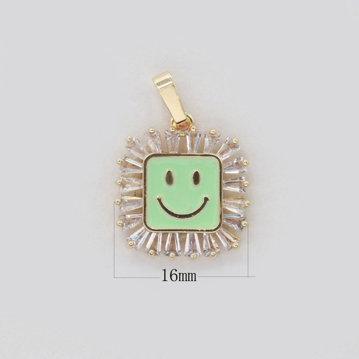 Square Smiley Face Charm Cubic Happy Face Pendant for Necklace Earring Component I-219 I-223 I-225 I-231 I-232 I-239 - DLUXCA