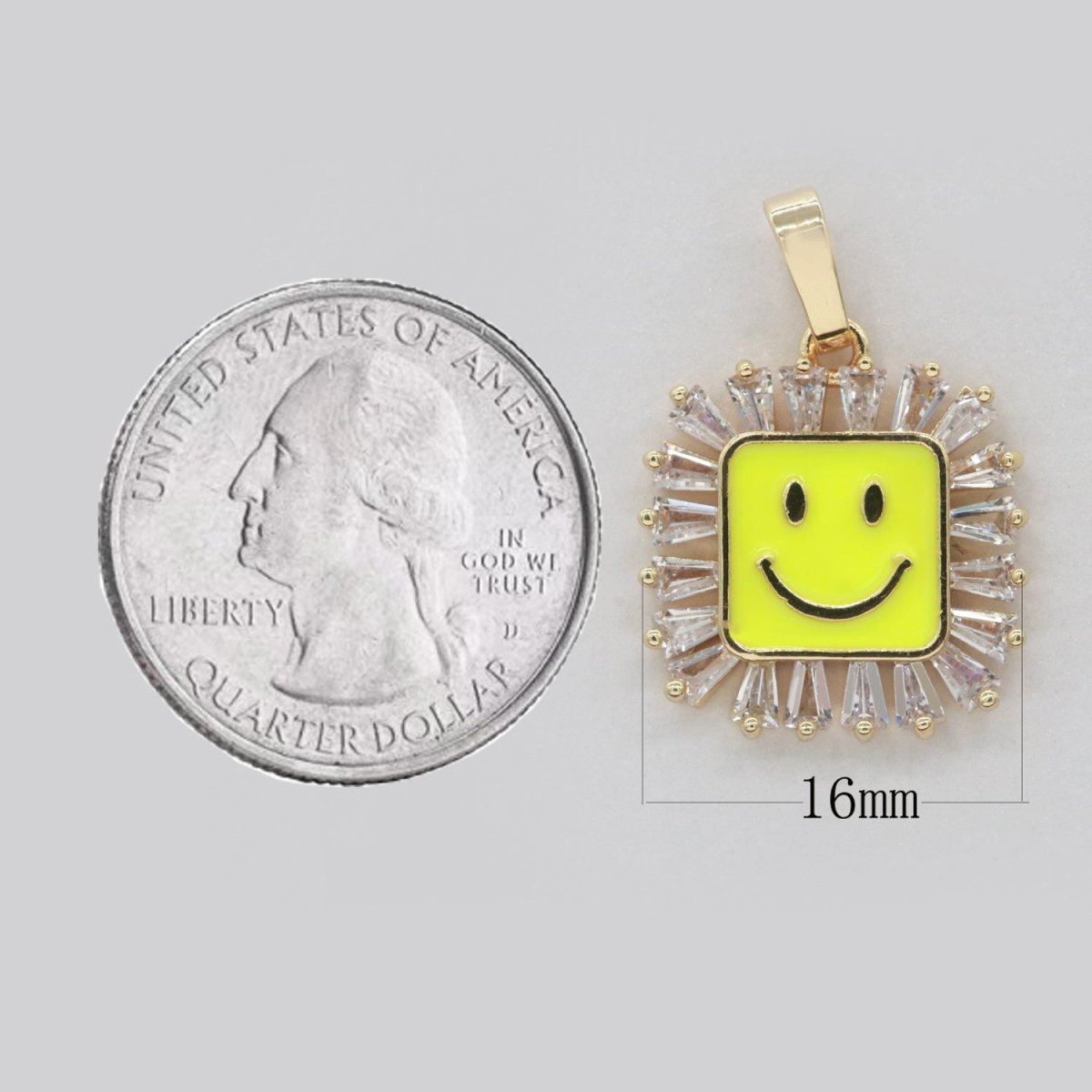 Square Smiley Face Charm Cubic Happy Face Pendant for Necklace Earring Component I-219 I-223 I-225 I-231 I-232 I-239 - DLUXCA