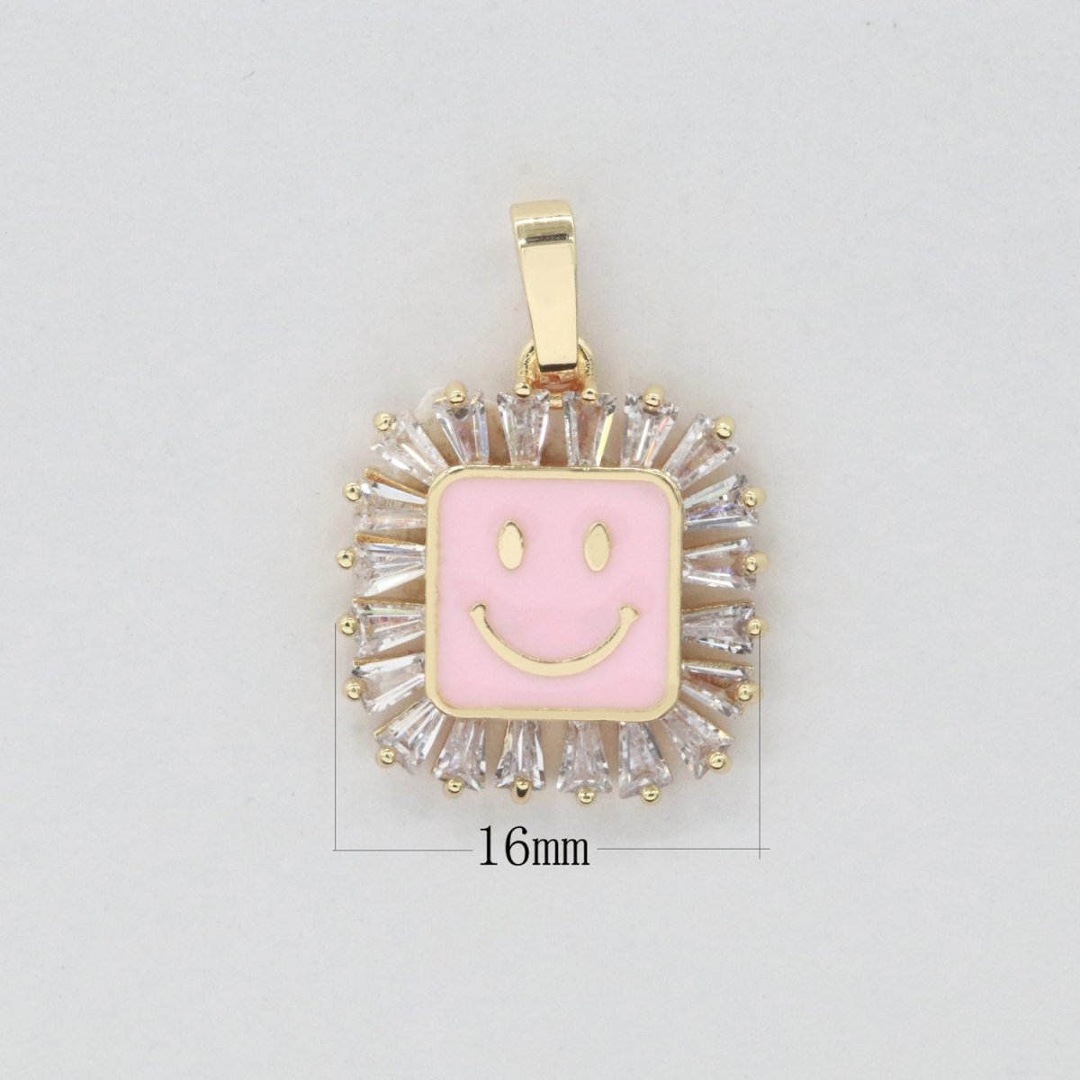 Square Smiley Face Charm Cubic Happy Face Pendant for Necklace Earring Component I-219 I-223 I-225 I-231 I-232 I-239 - DLUXCA