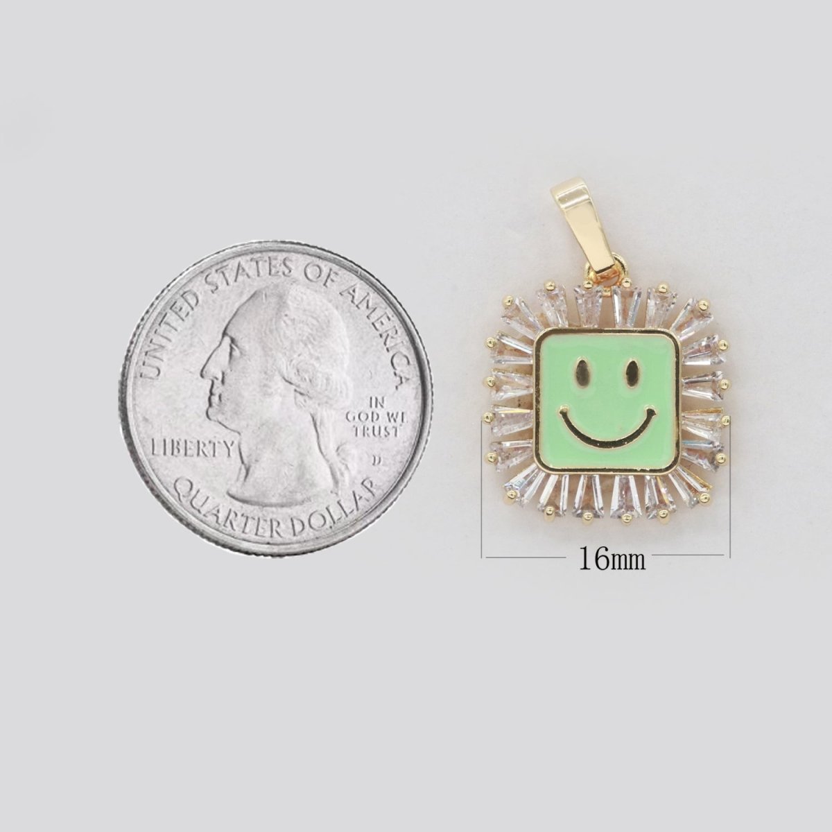 Square Smiley Face Charm Cubic Happy Face Pendant for Necklace Earring Component I-219 I-223 I-225 I-231 I-232 I-239 - DLUXCA