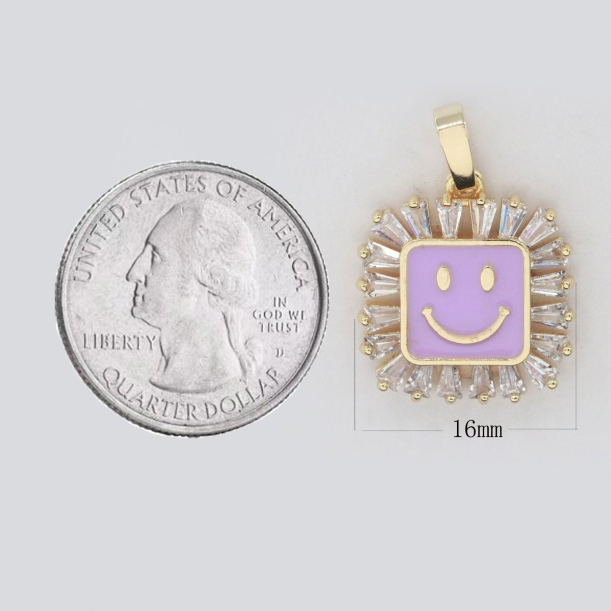 Square Smiley Face Charm Cubic Happy Face Pendant for Necklace Earring Component I-219 I-223 I-225 I-231 I-232 I-239 - DLUXCA