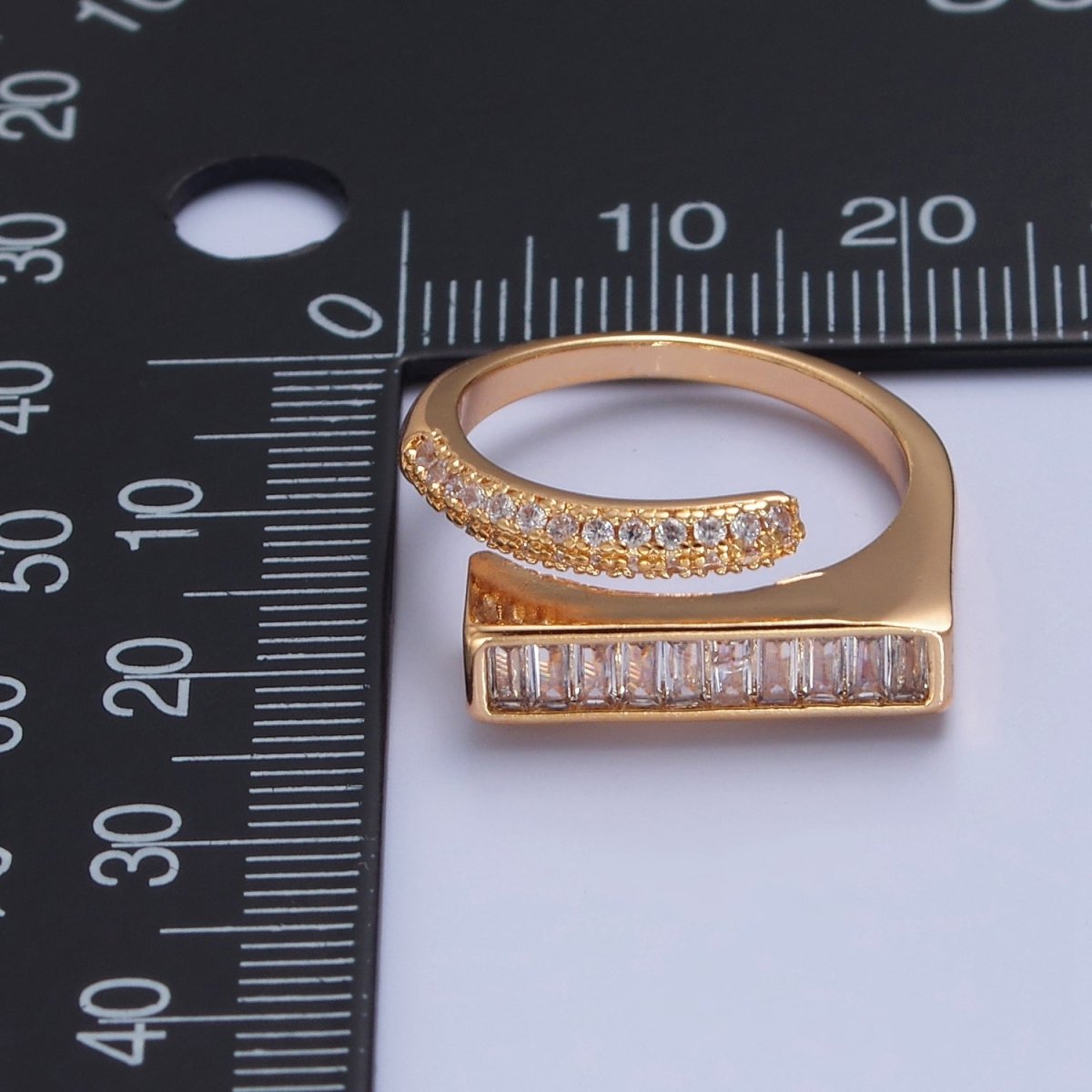 Stackable Gold Pave Baguette Green / Clear CZ Ring O-2232 O-2233 - DLUXCA