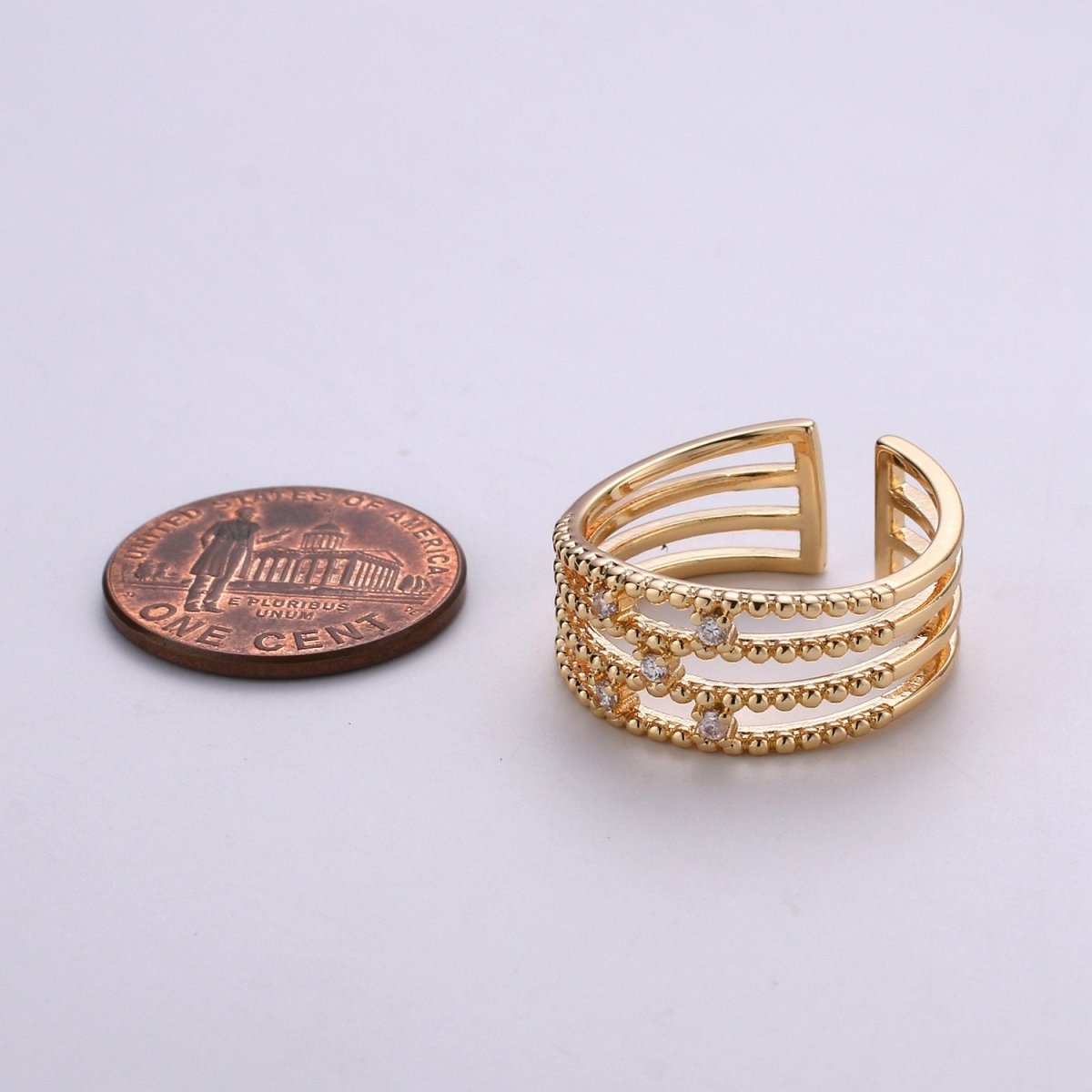 Stackable Rings, Wedding Stackable Rings, Gold Wedding Ring, Micro Pave Cz Ring Open Gold Band Ring R-056 - DLUXCA