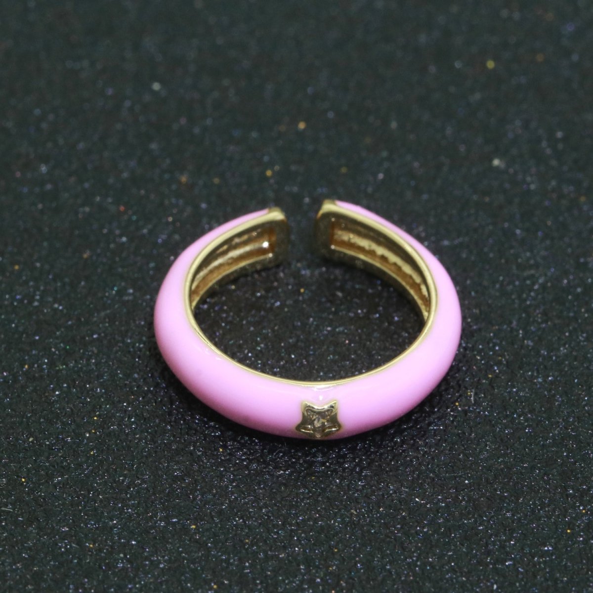 Stacking Enamel Bands Star Ring White Black Blue Teal Band Ring Colorful Jewelry Gold Filled Open Adjustable Ring For Gift S-103~S-107 - DLUXCA