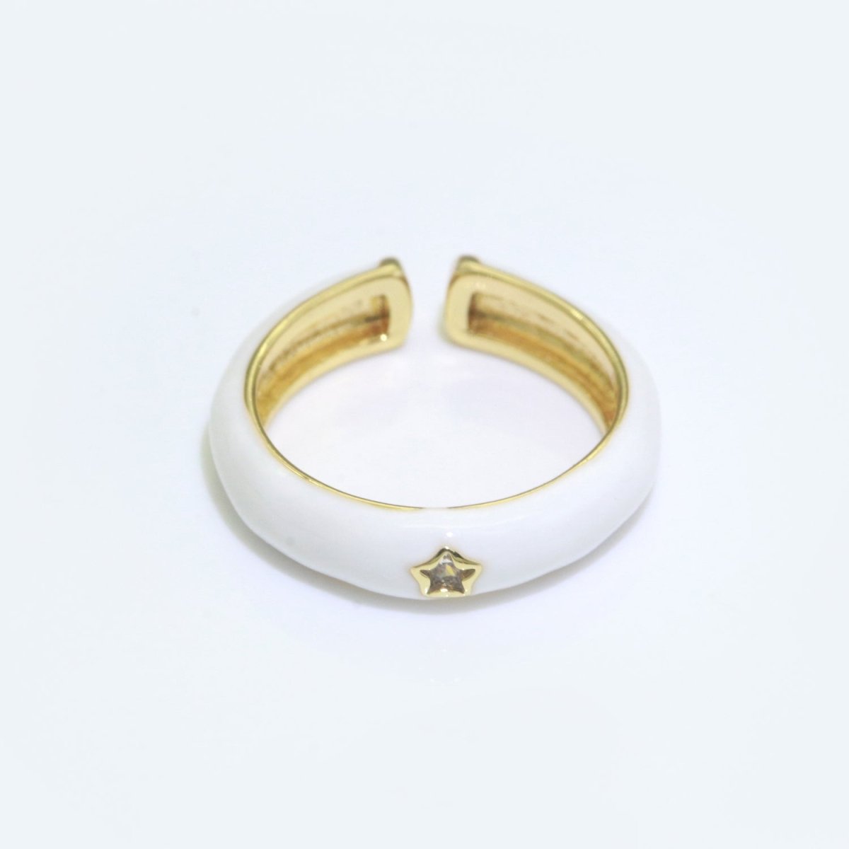 Stacking Enamel Bands Star Ring White Black Blue Teal Band Ring Colorful Jewelry Gold Filled Open Adjustable Ring For Gift S-103~S-107 - DLUXCA