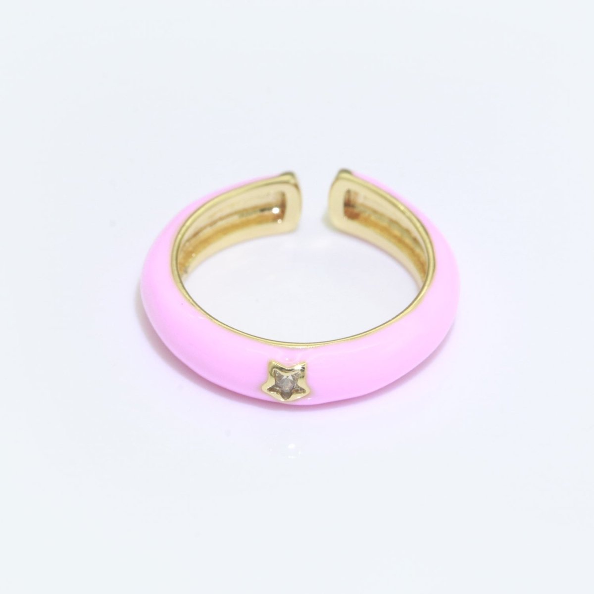 Stacking Enamel Bands Star Ring White Black Blue Teal Band Ring Colorful Jewelry Gold Filled Open Adjustable Ring For Gift S-103~S-107 - DLUXCA