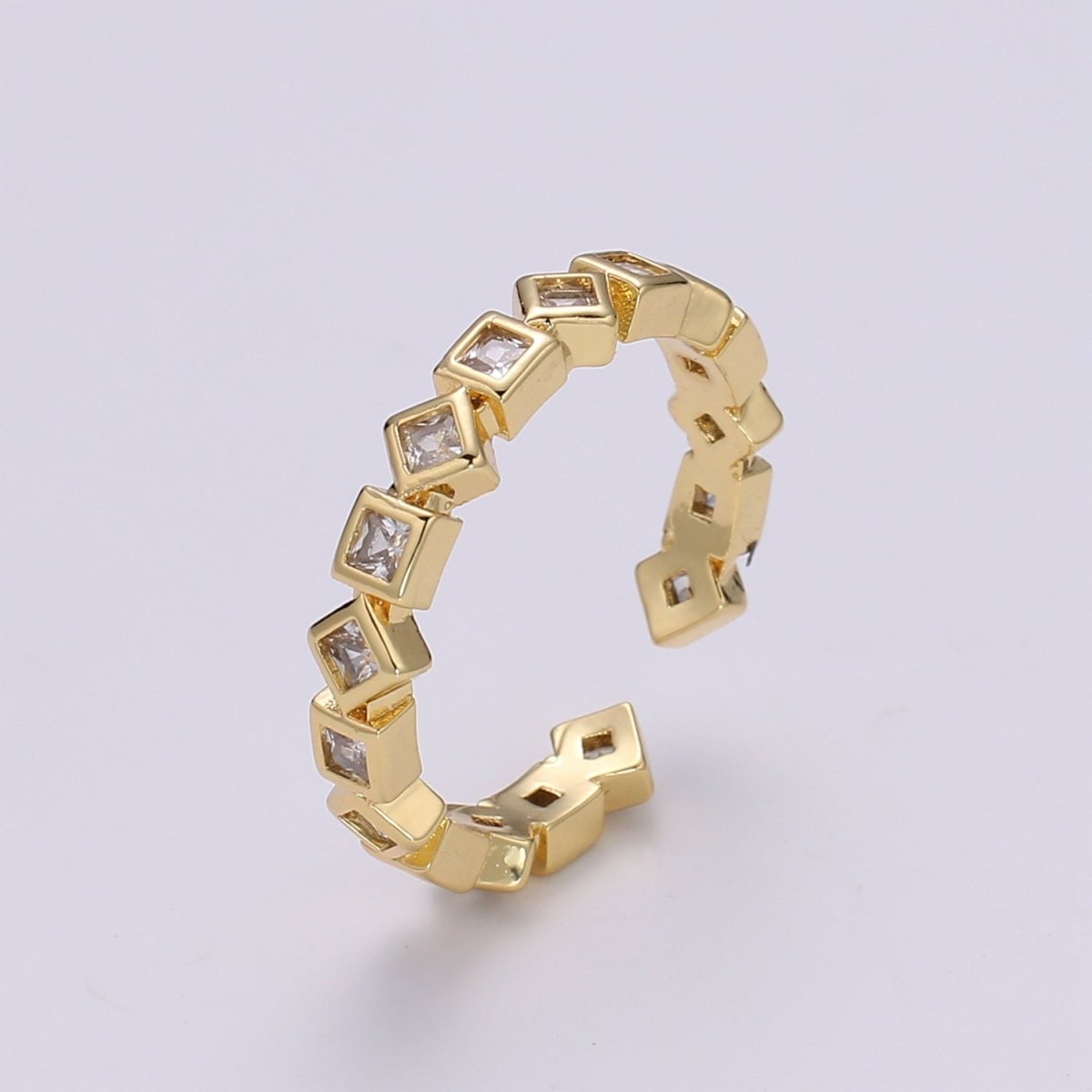 Stacking Ring, Shape Geometric Ring, Stackable Ring, Minimalist Ring, Pinky Ring, Dainty Gold Ring, Thin Cz Ring - DLUXCA